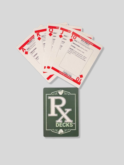 RxDecks Respiratory, Hormones & Vitamins deck — green Rx back