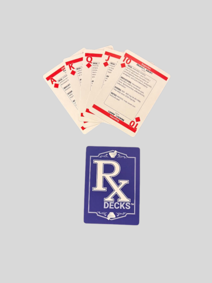 RxDecks Genitourinary, Pain, Drops & Dermatology deck — dark blue Rx back